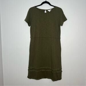 J. Jill Cotton Tee Shirt Dress Olive Green Short Sleeve Women size XS
